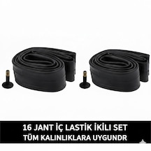 16 Jant İç Lastik 2'li Set - 16x1.75 / 2.125 Uyumlu - Oto Kalın Sibop 2 Adet Bisiklet İç Lastiği