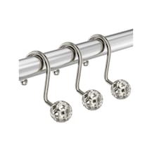 12 Adet Duş Perdesi Kancaları, Metal Dekoratif Duş Perdesi Kancaları Paslanmaz, Duş Perdesi Astarı İçin Nikel Duş Kancaları Gümüş