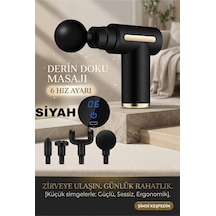 Taşınabilir Derin Doku Kas Masaj Aleti 6 Kademeli Sessiz Mini Masaj Tabancası- Siyah- Gri Siyah - 928400072