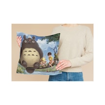 Totoro Desenli Kare Yastık Kılıfı Çok Renkli