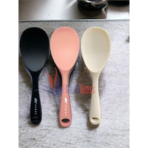 Sert Uçlu Isıya Dayanıklı Yanmaz Yapışmaz Silikon Kaşık 3&apos Lü Set, 22 Cm, Siyah-somon-krem