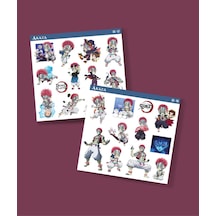 Kimetsu No Yaiba-demon Slayer Akaza -parlak Kağıt 2 Li Set Anime Sticker Çıkartma Beyaz