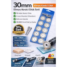 Senbang 30 Mm Elmas Kesici Disk Seti 10 Lu + 2 Mandren Cam Mermer Seramik Taş Kesme Mini Matkap Uyumlu