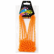 Neon Turuncu Boncuk Kolye 80 Cm Retro 80 Ler 90 Lar Parti Aksesuarı Altın Ve Çok Renkli