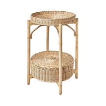 2 Katlı Rattan Komodin-Sehpa MeridyenDukkan 52 cm Doğal El Örmesi