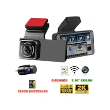 Navimex Dvr-411 3.16" Araç İçi Kamerası Dvr Wi-fi Lcd Ekranlı Gece Görüşlü 2 Kameralı 2k+1k G-sensör