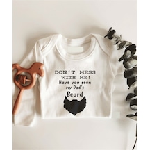 İmaj Tuğbababy Dad'S Beard Uzun Kol Çıtçıtlı Organik Bebek Body Beyaz