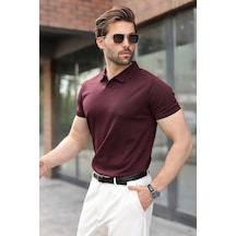 Madmext Mürdüm Regular Fit Polo Yaka Triko Erkek Tişört E7502
