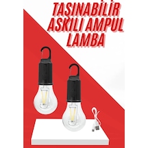 Mey İthalat Şarjlı Aydınlatma Ampul Tasarımlı Ambians Işık Askılı Kamp Lambası Şeffaf