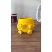 Bezos 3d Baskı Kitap Okuyan Saksı - Kupa Tutan Sevimli Saksı-sarı Mmbz Standart