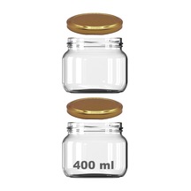 400 Ml Kavanoz Gold Konserve Kapaklı 400 Cc Şeffaf Magnolya, Reçel, Marmelat İçin Cam Kavanoz 2 Adet Diğer