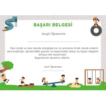 35 Adet A4 Boyutunda Öğrenci Başarı Belgesi - Anaokul - İlkokul Başarı Belgesi Model 3