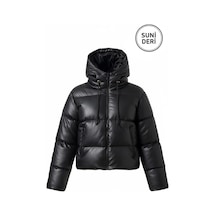 Meecy Kadın Deri Şişme Mont Siyah&black Siyah&black