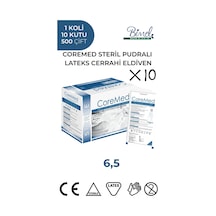 Steril Cerrahi Lateks Pudralı Eldiven 6,5 Beden 1 Koli-10 Paket-500 Çift