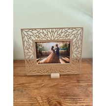 Bezos 3d Baskı Yaprak Desenli Masaüstü Fotoğraf Çerçevesi Oyma Çiçek Desenli Düğün Ve Masa Numarası Çerçevesi Bej Hb006