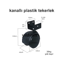Sehpa Tekerlek Masa Teker Kanallı Küçük Boy Plastik Siyah Tekerle