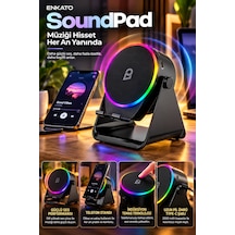Soundpad Indüksiyon Bluetooth Hoparlör 5w Rgb Işıklı Telefon Standlı Bluetooth 5.3 Type-c Şarjlı 5in1