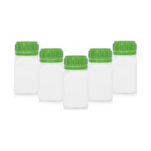 Borox Plastik Kare Şişe Yeşil Kilit Kapaklı Sızdırmaz Numune şişesi 5 x 250 ML