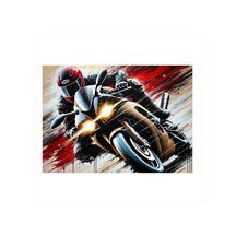 Hızlı Yarış Motosikleti Desenli Mdf Tablo