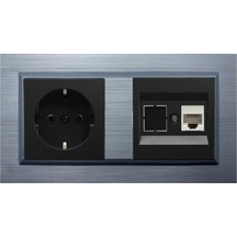 Ovivo Quantum Gümüş 2'li Set Topraklı Priz Ve Cat5 Data Priz Set