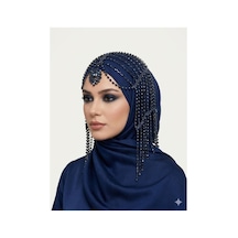Taşlı Sallantılı Alınlıklı Saç Aksesuarı Gelin,kına,nişan,söz,after,bride,party Lacivert - 871609800 Lacivert
