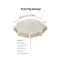 Düvenci Toptan 10 Telli Plaj Şemsiyesi Bidonsuz, Krem Renkli, 200 Cm Çap