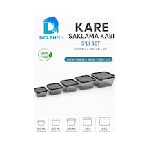 5 Li Kare Saklama Kabı Seti Kapaklı 250 Ml 500 Ml 900 Ml 1,5 L 2,5 L Bpa İçermez Siyah