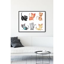 Tr Pster11593 Kediler Tasarım Çocuk Odası Çerçeveli Tablo 40x50cm Diğer