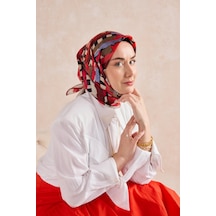 Silk Home Twill İpek Eşarp Şerit Bordo Çok Renkli
