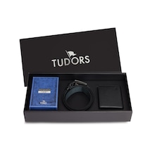 Tudors Özel Kutulu Erkek 3'lü Set Hediyelik - Çeyizlik Parfüm, Hakiki Deri Kemer Ve Cüzdan Seti-34213 Monarch, Cz220041-black, Km210005-133
