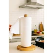 Bambu Kağıt Havluluk Doğal Ahşap Mutfak Tezgahı İçin Dikey Kağıt Havlu Standı Modern Şık Tasarım Dayanıklı Kolay Temizlenir Kaymaz Tabanlı Pratik Kağıt Havlu Tutucu Organizer Yuvarlak Diğer