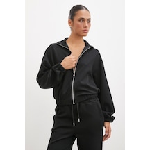 Never More Fermuarlı Sweatshirt Siyah