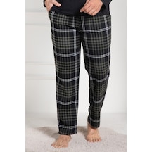 Mecit Pijama Mecit 3025 Yeşil Ekoseli Erkek Kalın Tek Alt Pijama Yeşil