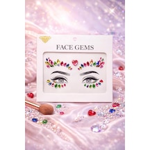 Rengarenk Kalp Detaylı Yüz Taşı Face Gems Sticker