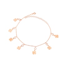 Brezza Lusso Jewelry Yonca Figürlü Zirkon Taşlı Gümüş Kadın Ayak Halhal Rose
