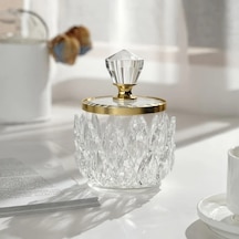 Willowhaven Golden Kapaklı Kristal Tasarımlı Şık Cam Saklama Kutusu Çok Amaçlı Ev Dekorasyonu