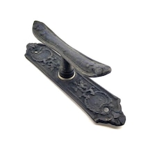 Antika Tarz Dekoratif Pirinç Çiçekli Pencere Kolu - 165x38 Mm, Oksit