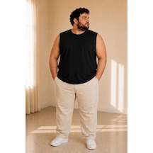 Sngl Tekstil Erkek Büyük Beden Oversize Sıfır Kollu T-shirt 3xl 4xl 5xl 6xl 7xl 8xl 9xl Siyah