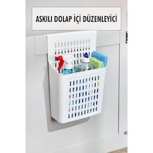 Askılı Dolap Içi Düzenleyici & Sepet Raf Organizeri & Çok Amaçlı Düzenleyici & Deterjanlık Şampuanlı Beyaz