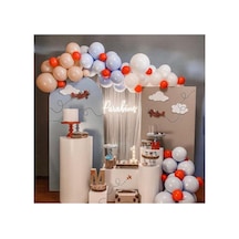 Pastel Beyaz Gri Somon Kırmızı Mavi Balon Zinciri 100 Adet Mix