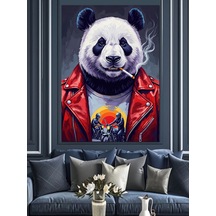 Ahşap Tablo Punk Panda Portresi