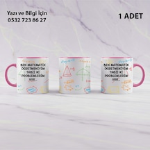 Matematik Öğretmeni Öğretmenler Günü İçin Kişiye Özel İsim Baskılı Kupa Bardak Öğretmene Hediyelik Pembe