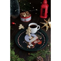 Winter Sphere Desenli Yuvarlak Metal Tepsi, 31,5 Cm