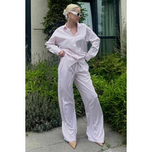 Madmext Pembe Uzun Kollu Çizgili Gömlek Pantolon İkili Takım Mg2124-pembe Pembe