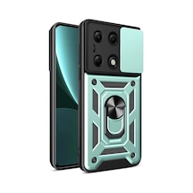 Ilkeshop Newface Xiaomi Poco M6 Pro 4g Kılıf Pars Lens Yüzüklü Silikon - Yeşil