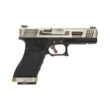We Glock18 G18 Fullauto T7 Gbb Airsoft Tabanca Silver Kızak / Silver Namlu / Siyah Gövde