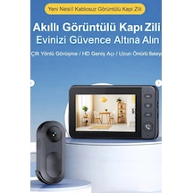 Kablosuz Görüntülü Kapı Zili 4.3 İnç Ips Ekran Çift Yönlü Konuşma Gece Görüşlü Şarjlı Akıllı Kapı Zili