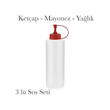 3 Adet Sos Şişesi Ketçap Mayonez Ve Yağlık Seti Bpa İçermez 600 Ml Çok Renkli