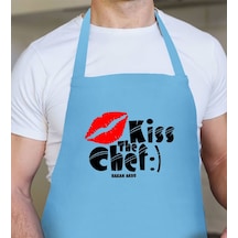 Kişiye Özel Şefi Öp Mavi Erkek Mutfak Önlüğü
