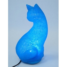 Dekoratif Kedi Figürlü Gece Lambası 3d Yazıcı Baskı Hediyelik Masa Lambası Aydınlatma 23cm Mavi